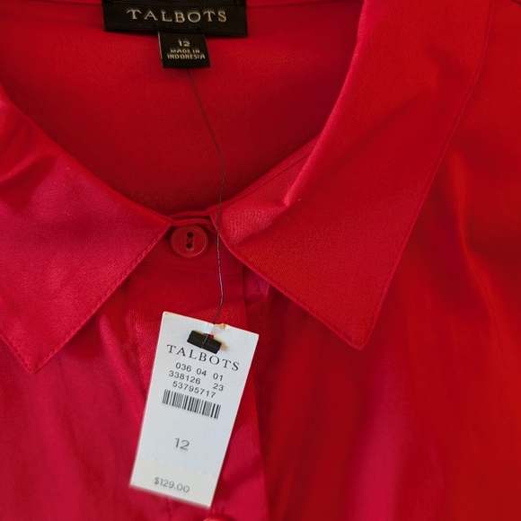 Talbots Belted Shirt Dress Red sz 12 NWT - Picture 10 of 11